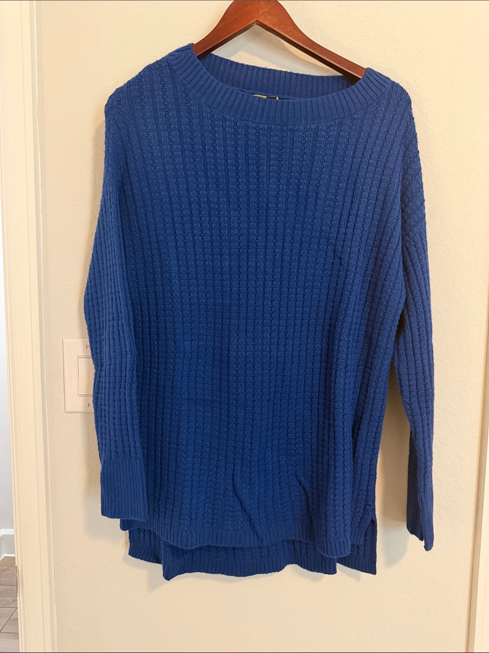 Ann Taylor Royal Blue Cable-Knit Crewneck Sweater
